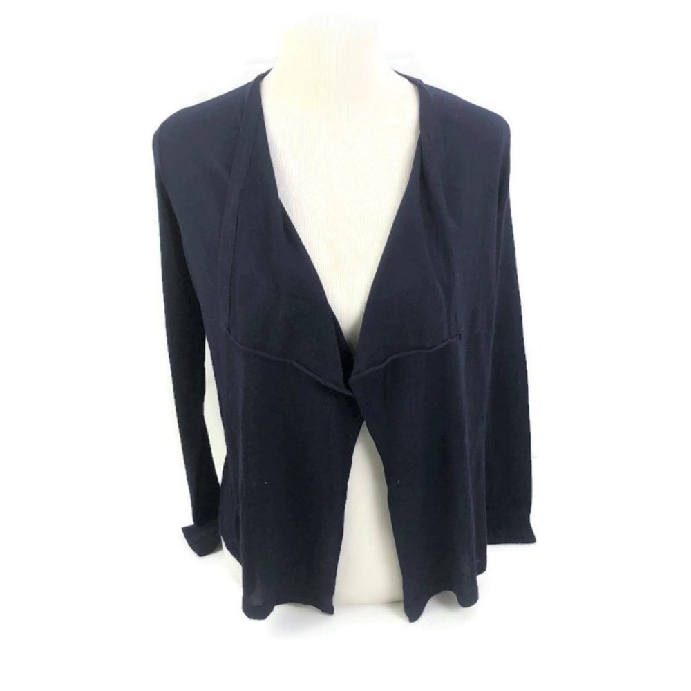 Mary McFadden Open Front Cardigan Navy Blue NWOT